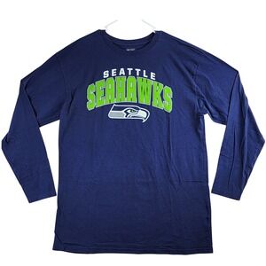 Seattle Seahawks Fanatics NFL Pro Line T-Shirt Mens XLT Navy Blue Long Sleeve